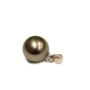 11.mm round black Tahitian pearl good finish and luster with 18K white gold bale