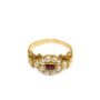 Ruby and pearls 14k yg ladies ring very ornate with 10-cultured pearls 