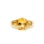 2.20ct oval Citrine 14k yg ring with 4-baquette citrine 2-diamonds 
