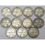 11x Newfoundland 10 cents 1917 - 1946 VG to VF+