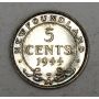 Newfoundland 5 cents silver 1944 choice AU55+