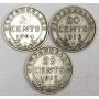 Newfoundland 1904H 20 cents rev. scratches 1912 20 cents & 1917 25 cents VG10