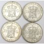 4x Netherlands 2 1/2 Gulden silver coins VF35 to EF45