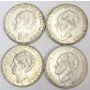 4x Netherlands 2 1/2 Gulden silver coins VF35 to EF45