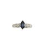 18 Karat White Gold .60 Carat Blue Sapphire and Diamond Ring Type II VS 