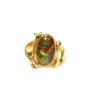 18 Karat Yellow Gold 4.88 Carat Fire Agate Ring Green and Orange with Mauve 