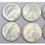 10x Peace silver dollars 5-1922 3-1923 & 2-1925 AU50+