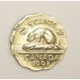 1998 Canada 5 cents struck on Hong Kong scalloped brass 20 cent planchet