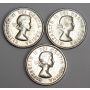 3x 1964 extra waterline Canada 5 cents VG-F
