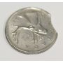1975 Canada 25 cents curved clip error coin