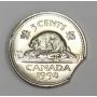 1998 Canada 5 cents curved clip error coin