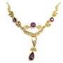 14 Karat Yellow Gold Amethyst and Seed Pearl Necklace 