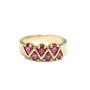 Ladies 10K yellow gold Ruby ring with 6x pear shaped Rubies 