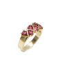 Ladies 10K yellow gold Ruby ring with 6x pear shaped Rubies 