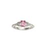 Pink Sapphire and Diamonds 14K white gold ring with 30x diamonds 