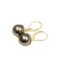 14K yellow gold cultured Black Pearl Earrings 