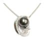 Tahitian black pearl 18K white gold diamond pendant 