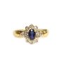 14K yellow gold Blue Sapphire Ring 0.52ct Sapphire with 12 Diamonds 