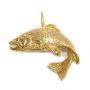Salmon pendant mini sculpture 10K solid gold diamond eyes 