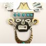 Mexico Piedra Negra sterling turquoise brooch 