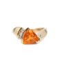 14 Karat Yellow Gold Ladies Crazed Orange Opal and Diamond Ring 