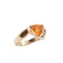 14 Karat Yellow Gold Ladies Crazed Orange Opal and Diamond Ring 