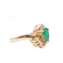 0.82ct faceted pear shape Emerald 14K yg Ring 7-Diamonds