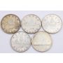 Canadas First Five silver dollars 1935 1936 1937 1838 1939 5-coins VF+ to EF+