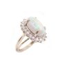 14K white gold Ladies 2.15 Carat White Opal and Diamond ring 