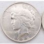 1923 and 1923d Peace silver dollars EF+