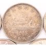 5x 1936 Canada silver dollars 5-coins VF and EF