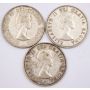 3x 1953 LDNSS Canada 50 cents 3-coins VF+ or better
