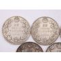 5x 1916 Canada 50 cents 5-coins G-VG one has rim nicks