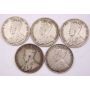 5x 1916 Canada 50 cents 5-coins G-VG one has rim nicks