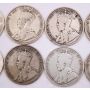 10x 1917 Canada 50 cents 10-coins G/VG