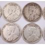 10x 1918 Canada 50 cents 10-coins G/VG