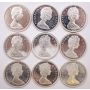9x 1966 Canada 50 cents 9-coins cameo UNC+PL 