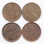 4x Netherlands 1/2 cents 1912 1914 1916 1917 4-coins Choice EF to Choice AU