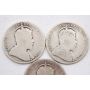 1902H 1903 1904 Canada 25 cents King Edward VII 3-coins AG-G
