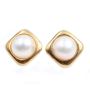 14K Yellow Gold Mabe cultured pearl earrings French post/Omega hinge