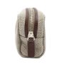 ROLEX Beige/Brown Leather Bag Zipper Mini Pouch VIP Gift Made in Italy, Authentic