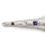14K white gold Bar Pin Diamonds Sapphires  64x12mm  4.5 grams