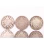 6X Great Britain silver Shillings 1839 1846 1867D18 1873D59 1879 1881 circulated