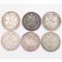6x Great Britain 3 pence silver coins 1874 1877 1880 1883 1885 1886 circulated