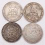 4X Great Britain silver Shillings 1915 1916 1917 1920 4-coins a/VF to VF