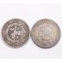 1894 and 1896 South Africa 2-Shillings silver coins 2-coins circulated