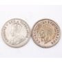 1929 1938 South Africa One Shilling silver coins 2-coins circulated