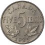 1925 Canada 5 cents PCGS AU58