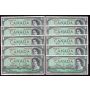 10x 1954 Canada $1 dollar bank notes consecutive AU55+ EPQ