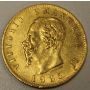 1865 T Gold 20 Lire Italy EF40+